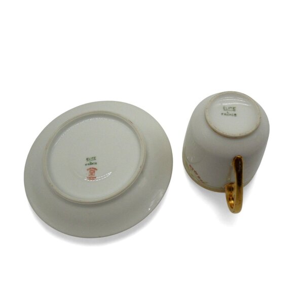 ELITE WORKS Limoges France Demitasse Cup And Saucer Set French Vintage - Picture 8 of 10